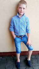 SPODENKI jeans z paskiem NAKRAPIANE FARBĄ