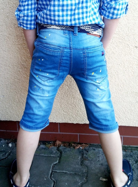 SPODENKI jeans z paskiem NAKRAPIANE FARBĄ SPODENKI jeans z paskiem NAKRAPIANE FARBĄ