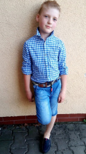 SPODENKI jeans z paskiem NAKRAPIANE FARBĄ