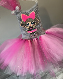 Luksusowa sukienka TUTU LOL Surprise z trenem