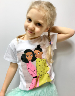 T-shirt nabłyszczany Black Girls -kolor biały