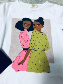 T-shirt nabłyszczany Black Girls -kolor biały