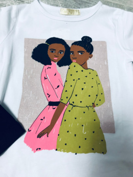 T-shirt nabłyszczany Black Girls -kolor biały