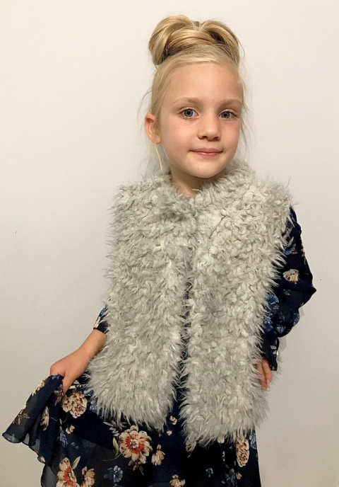 Bezrękawnik dziewczęcy futrzak ~"BOUCLE" popiel Bezrękawnik dziewczęcy futrzak ~"BOUCLE" popiel