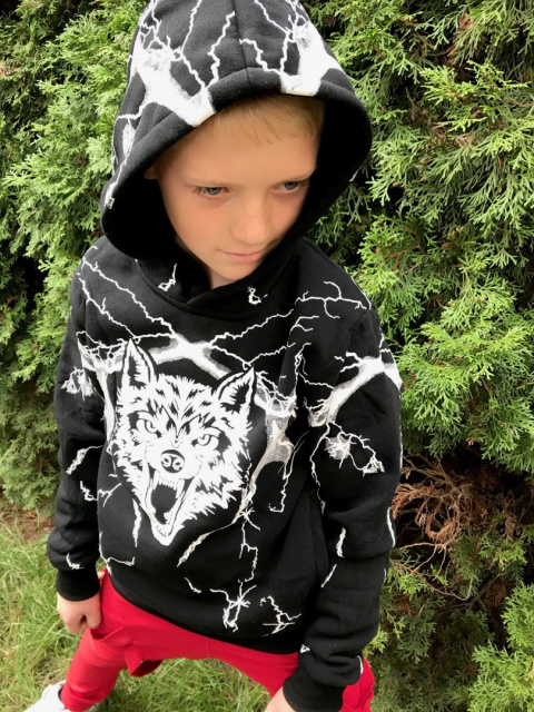 Bluza chłopięca z kapturem BLACK WOLF