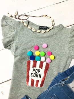 T-shirt POPCORN popiel