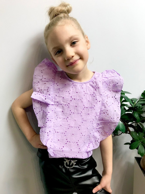 Bluzka dziewczęca ażurowa lilia Bluzka dziewczęca ażurowa lilia