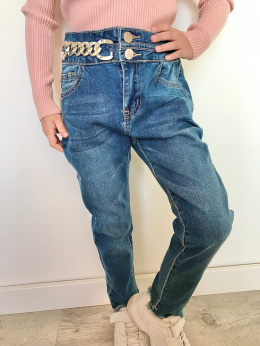 Spodnie dziewczęce jeans z łańcuchem