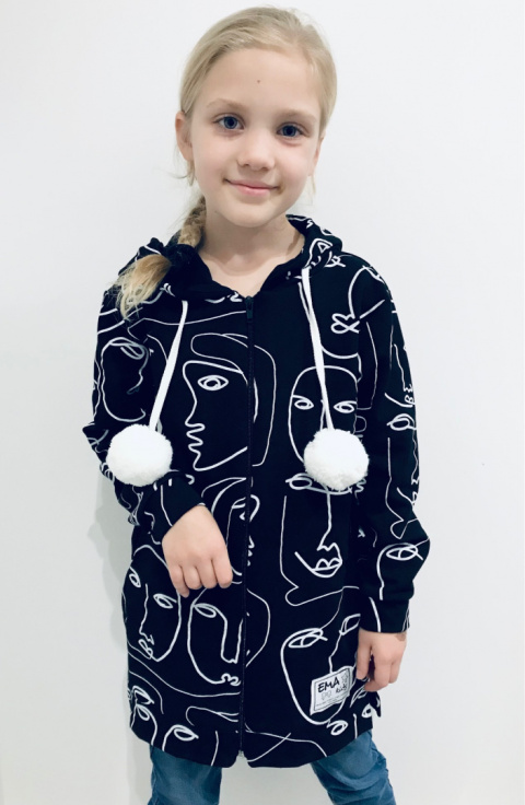 Bluza dziecięca z pomponami FACE czarna Bluza dziecięca z pomponami FACE czarna
