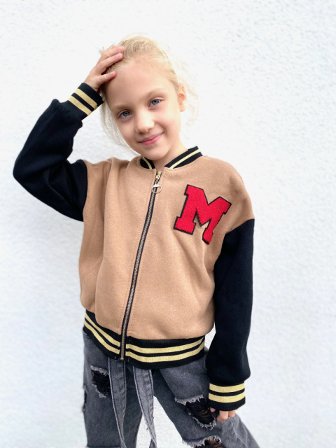Bluza dziewczęca BEJSBOLÓWKA ocieplana beż Bluza dziewczęca BEJSBOLÓWKA ocieplana beż