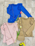 Bluza z torebką/ dzianina prążkowana beż