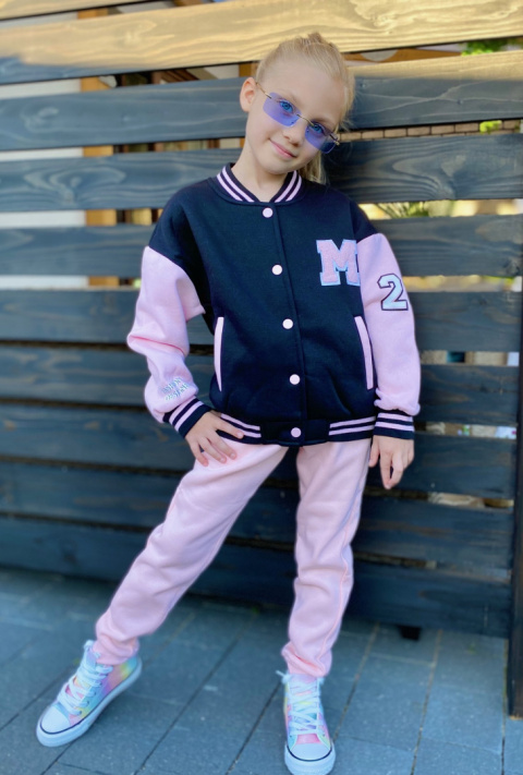 Bluza bejsbolówka dziewczęca czarna Bluza bejsbolówka dziewczęca czarna