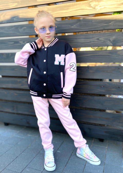 Bluza bejsbolówka dziewczęca czarna Bluza bejsbolówka dziewczęca czarna