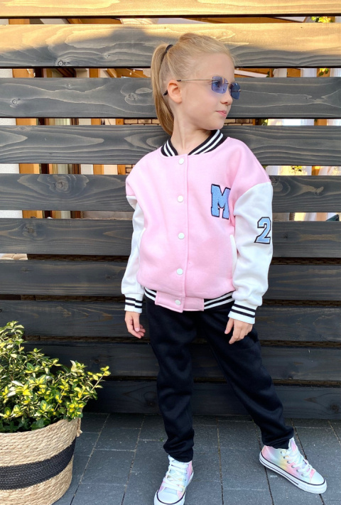 Bluza bejsbolówka dziewczęca róż Bluza bejsbolówka dziewczęca róż