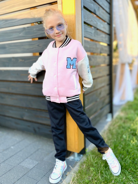 Bluza bejsbolówka dziewczęca róż Bluza bejsbolówka dziewczęca róż