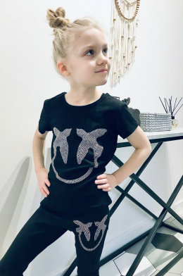 Komplet koszulka i legginsy Jaskółki jak Pinko~ czarny