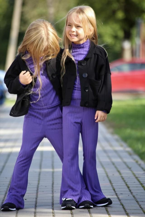 Komplet półgolf i dzwony prążek QBA KIDS fiolet
