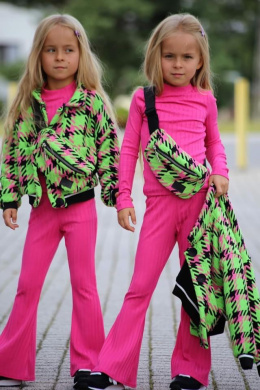 Komplet półgolf i dzwony prążek QBA KIDS róż