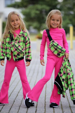 Komplet półgolf i dzwony prążek QBA KIDS róż