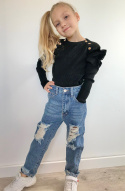 Spodnie dziewczęce jeans wysoki stan przetarcia