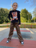 Bluzka SZKOLNA w prążek PIESEK czerń