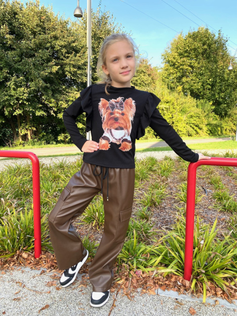 Bluzka SZKOLNA w prążek PIESEK czerń Bluzka SZKOLNA w prążek PIESEK czerń