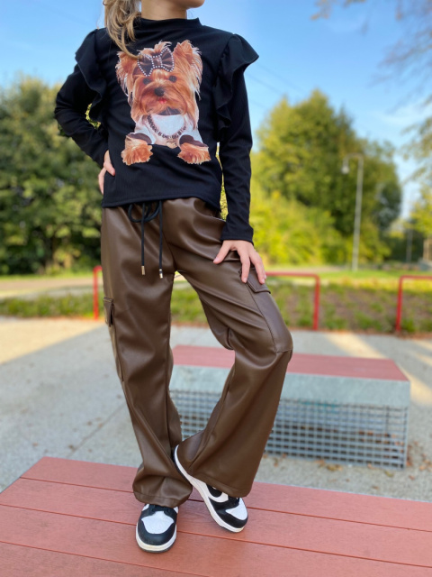 Bluzka SZKOLNA w prążek PIESEK czerń Bluzka SZKOLNA w prążek PIESEK czerń