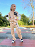 Dres dziewczęcy -bluza i szerokie spodnie BEŻ