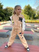 Dres dziewczęcy -bluza i szerokie spodnie BEŻ