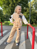 Dres dziewczęcy -bluza i szerokie spodnie BEŻ
