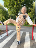 Dres dziewczęcy -bluza i szerokie spodnie BEŻ