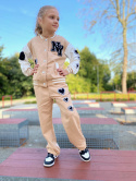 Dres dziewczęcy -bluza i szerokie spodnie BEŻ