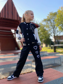 Dres dziewczęcy- bluza i szerokie spodnie CZARNY