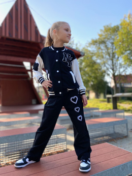 Dres dziewczęcy- bluza i szerokie spodnie CZARNY