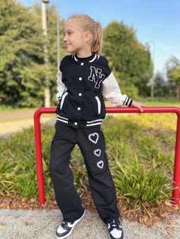 Dres dziewczęcy- bluza i szerokie spodnie CZARNY