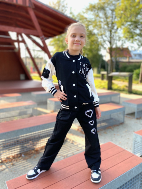 Dres dziewczęcy- bluza i szerokie spodnie CZARNY Dres dziewczęcy- bluza i szerokie spodnie CZARNY