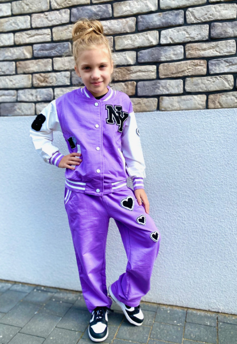 Dres dziewczęcy -bluza i szerokie spodnie FIOLET Dres dziewczęcy -bluza i szerokie spodnie FIOLET