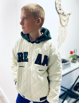 Kurtka chłopięca BOMBER na polarze -ecru