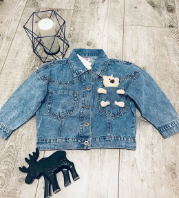 Kurtka jeans z pluszakiem w kieszonce