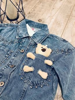 Kurtka jeans z pluszakiem w kieszonce