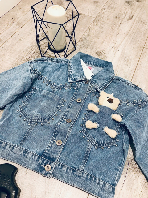 Kurtka jeans z pluszakiem w kieszonce Kurtka jeans z pluszakiem w kieszonce