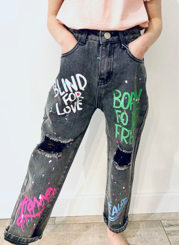 Spodnie dziewczęce oversize GRAFFITI czarne