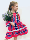 Sukienka dziewczęca wizytowa KOMUNIA boho~ AMARANT