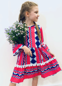 Sukienka dziewczęca wizytowa KOMUNIA boho~ AMARANT