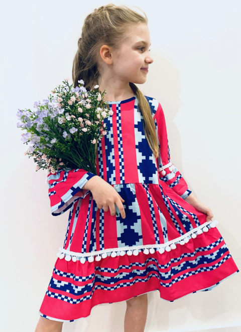 Sukienka dziewczęca wizytowa KOMUNIA boho~ AMARANT Sukienka dziewczęca wizytowa KOMUNIA boho~ AMARANT