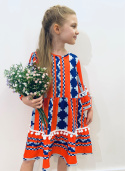 Sukienka dziewczęca wizytowa KOMUNIA boho ~ POMARAŃCZ