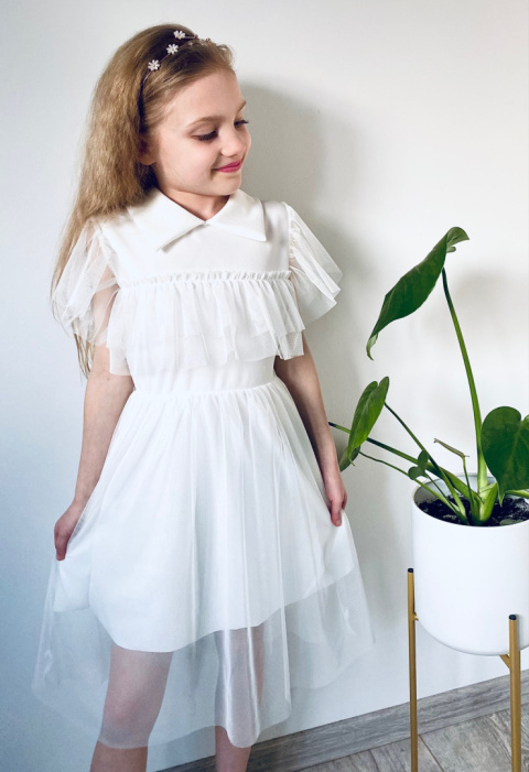Sukienka elegancka tiulowa KOMUNIA wesele BIEL Sukienka elegancka tiulowa KOMUNIA wesele BIEL