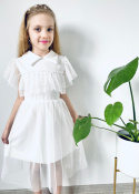 Sukienka elegancka tiulowa KOMUNIA wesele BIEL
