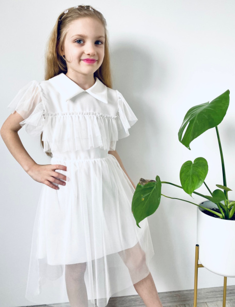 Sukienka elegancka tiulowa KOMUNIA wesele BIEL Sukienka elegancka tiulowa KOMUNIA wesele BIEL