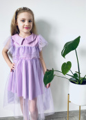 Sukienka elegancka tiulowa KOMUNIA wesele fiolet